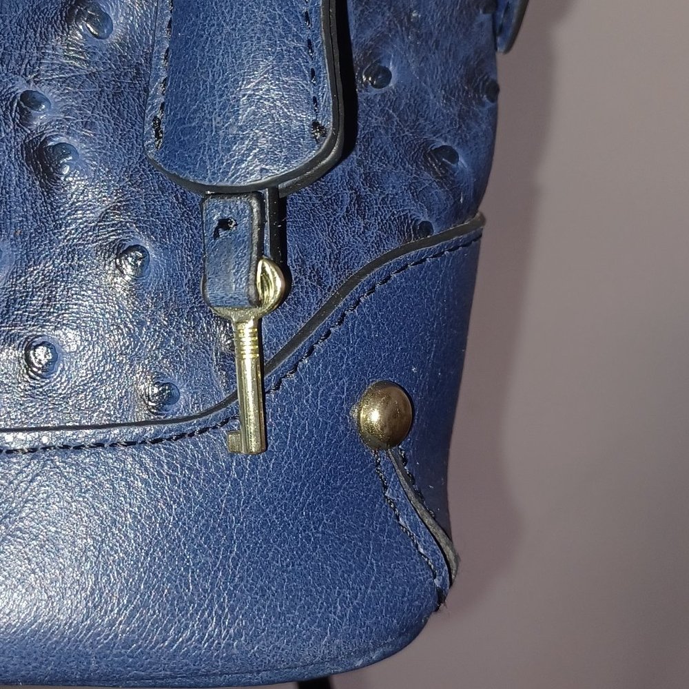 London Fog Navy Blue Handbag Lock and Key Satchel - Picture 3 of 5